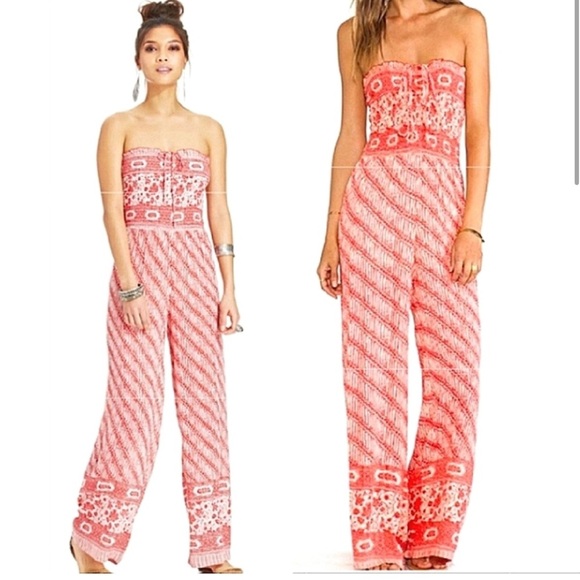 Free people Tube Romper in Red Combo size medium - Picture 1 of 4
